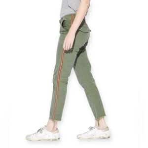 Nili Lotan Jenna Pant With Side Tape, Camo Green with red tape, Size 2